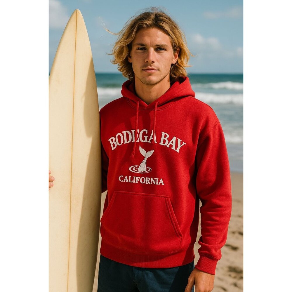VTG Coastal Fisherman Surf Bodega Bay Heavy Weight Hoodie Sweatshirt, Size Large
